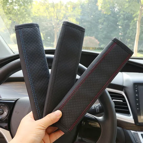 Car Seat Belt Shoulder Pad Leather Embossed Protective Cover Auto Interior Accessories For Driving Comfort