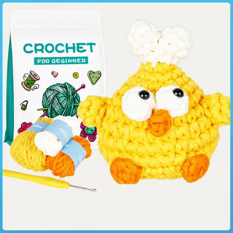 Kit per Uncinetto DIY per Principianti Grazioso Pulcino Bambola Set di Artigianato in Filato Fatto a Mano con Istruzioni Passo dopo Passo e Uncinetti