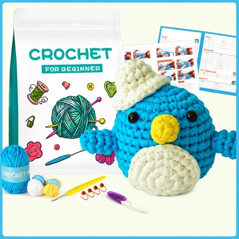 Häkelset Für Anfänger Pinguin Stofftier DIY Handwerk Set Mit Acryl Garn Häkelnadel Und Englischem Handbuch