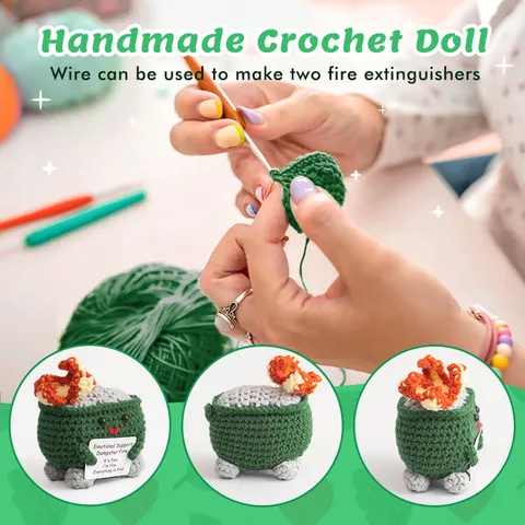 Kit Crochet Fait Main Pour Débutants Poupée Extincteur Soutien Émotionnel Ensemble Artisanat Tricot DIY Avec Fil Acrylique
