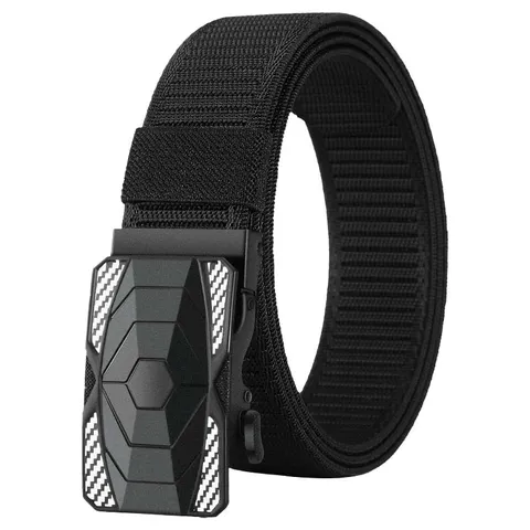 Men Tactical Nylon Belt Automatic Alloy Buckle Casual Outdoor Sports Heavy Duty Webbing Belt Accessories