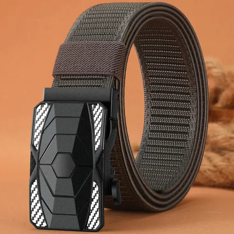 Men Tactical Nylon Belt Automatic Alloy Buckle Casual Outdoor Sports Heavy Duty Webbing Belt Accessories