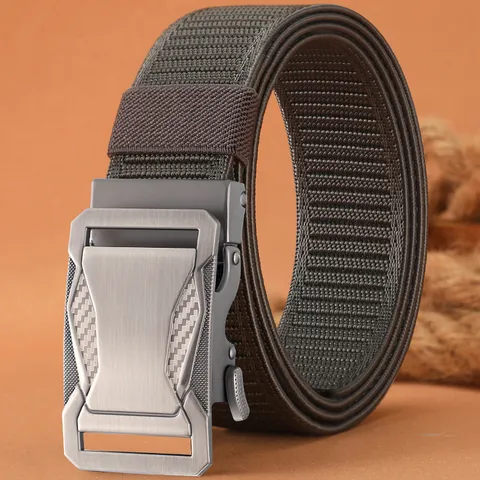 Men Tactical Nylon Belt Alloy Automatic Buckle Casual Outdoor Versatile Pant Belt
