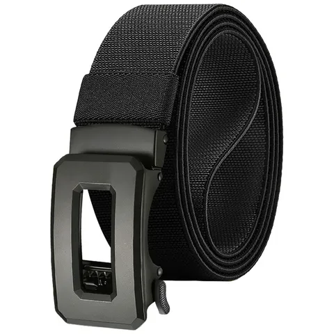 Outdoor Casual Tactical Belt Unisex Stretch Woven Canvas Belt Alloy Automatic Buckle Fashion Daily Waist Belt