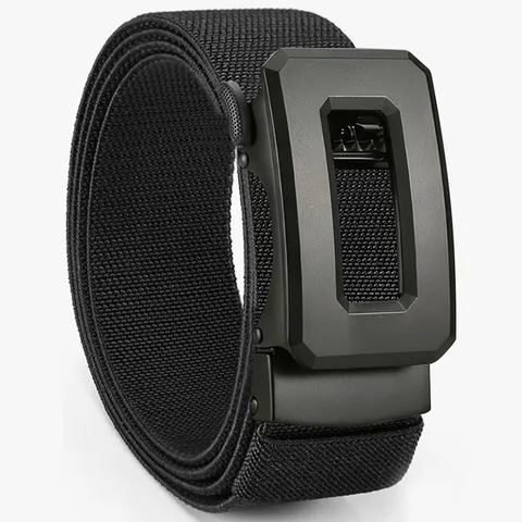 Outdoor Casual Tactical Belt Unisex Stretch Woven Canvas Belt Alloy Automatic Buckle Fashion Daily Waist Belt