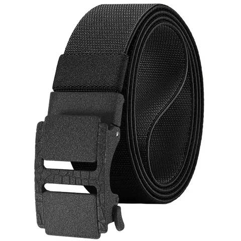 Men Tactical Belt Elastic Woven Canvas Belt Automatic Buckle Heavy Duty Outdoor Sports Casual Utility Belt