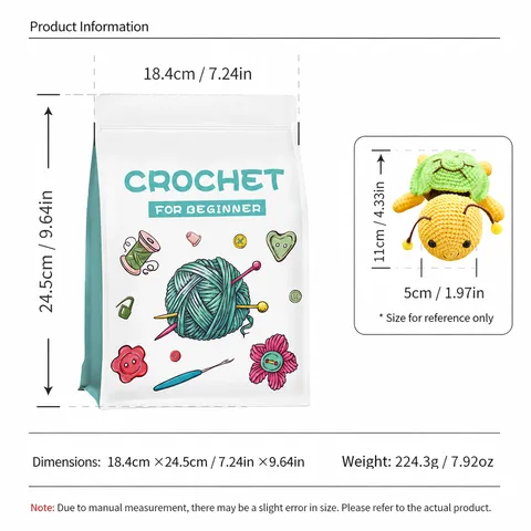 Beginner Crochet Kit DIY Hand Knitting Animal Turtle Bee Yarn Wool Craft Set With English Instructions