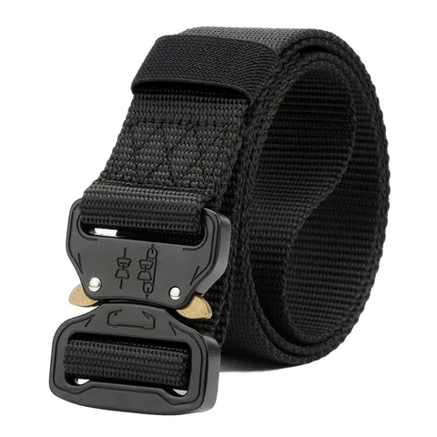 Men Tactical Belt Heavy Duty Nylon Webbing Quick Release Metal Buckle Military Training Outdoor Work Belt