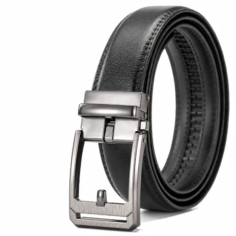 Men Automatic Buckle Leather Belt Split Cowhide Business Casual Waist Strap Adjustable Fashion Pants Belt For Men