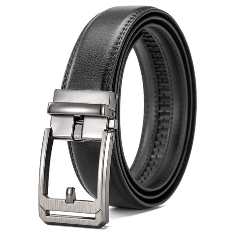Men Automatic Buckle Leather Belt Split Cowhide Business Casual Waist Strap Adjustable Fashion Pants Belt For Men