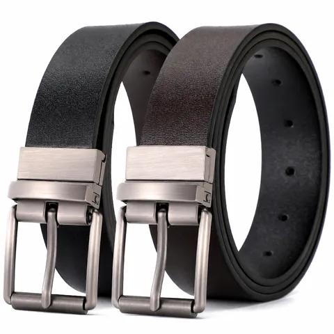 Men's Casual Business Leather Belt Automatic Rotating Pin Buckle Versatile Metal Buckle Adjustable Waist Belt For Men