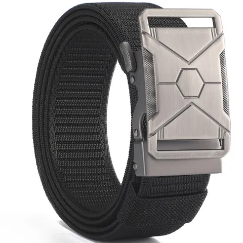 Men Tactical Belt Outdoor Sports Casual Nylon Webbing Belt Alloy Automatic Buckle Fashion Waist Belt