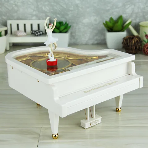Klassiko Mousiko Kouti Pianou Me Peristrefomeno Koritsi Mpalerina Michaniko Elatirio Plastiko ABS Kosmothiki Diakosmisi Spitiou