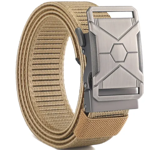 Men Tactical Belt Outdoor Sports Casual Nylon Webbing Belt Alloy Automatic Buckle Fashion Waist Belt