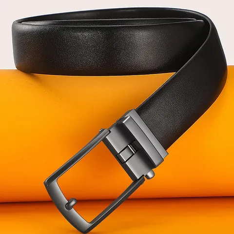 Men's Leather Belt Business Casual Split Cowhide Leather Belt With Alloy Gun Black Buckle Fashion Waist Belt For Men