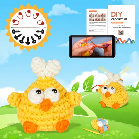 Kit per Uncinetto DIY per Principianti Grazioso Pulcino Bambola Set di Artigianato in Filato Fatto a Mano con Istruzioni Passo dopo Passo e Uncinetti
