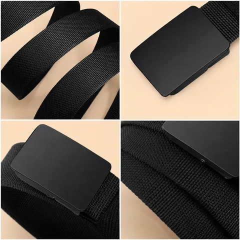 Men Tactical Stretch Belt Woven Nylon Canvas Belt With Alloy Automatic Buckle Casual Outdoor Training Versatile Trouser Belt