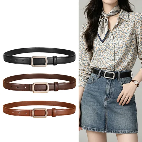 Women's Genuine Split Cowleather Belt Minimalist Casual Metal Pin Buckle Belt For Jeans Fashion Ladies Waist Belt