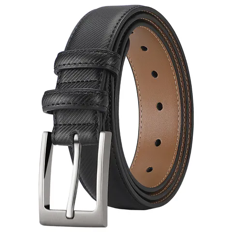 Men Genuine Leather Belt Business Casual Pin Buckle Belt Embossed Design Men Waistband Fashion Accessories