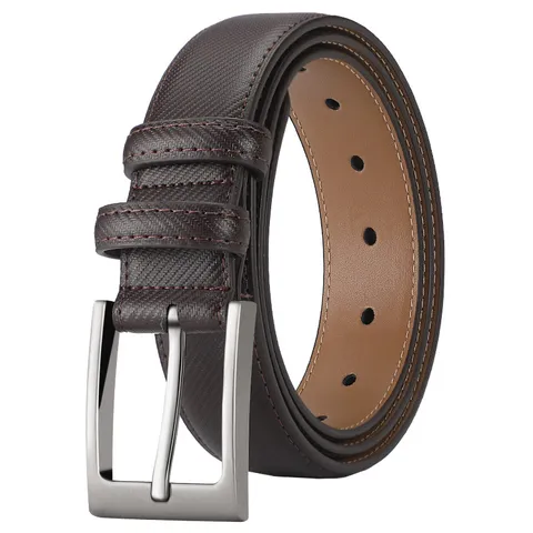 Men Genuine Leather Belt Business Casual Pin Buckle Belt Embossed Design Men Waistband Fashion Accessories