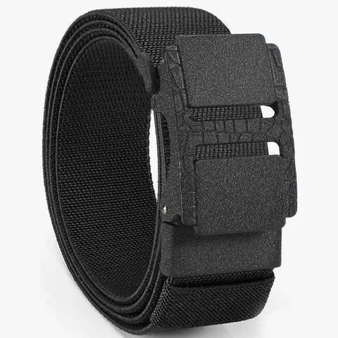 Men Tactical Belt Elastic Woven Canvas Belt Automatic Buckle Heavy Duty Outdoor Sports Casual Utility Belt