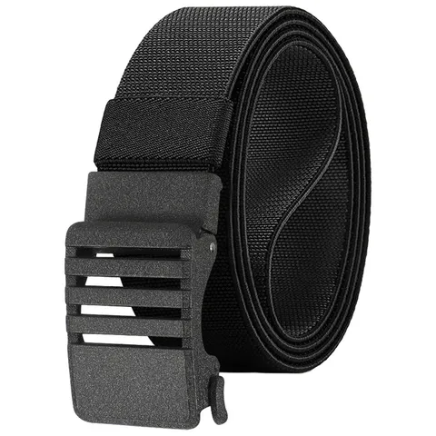 Men's Tactical Belt Automatic Buckle Nylon Canvas Webbing Elastic Belt Adjustable Outdoor Sports Casual Belt
