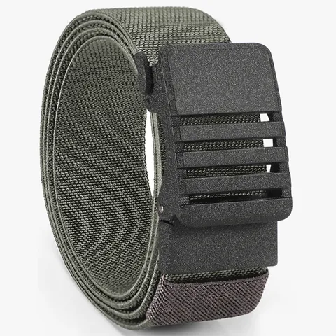Men's Tactical Belt Automatic Buckle Nylon Canvas Webbing Elastic Belt Adjustable Outdoor Sports Casual Belt