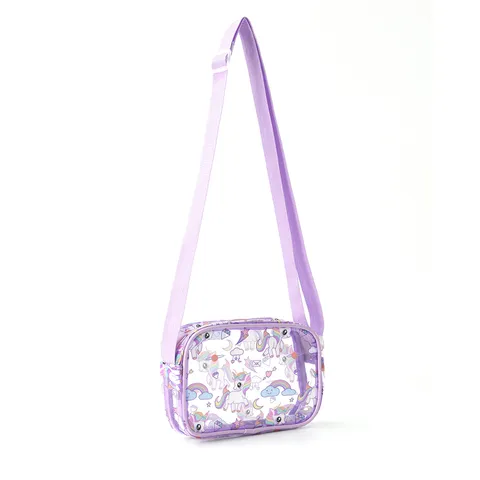 Kids Cartoon Transparent Shoulder Bag Cute Unicorn Print Messenger Bag Casual Portable PVC Coin Purse For Children