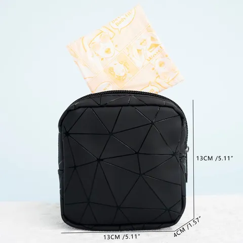 Tragbare PU Leder Kosmetiktasche Geometrisches Karomuster Make-up Etui Wasserdicht Reise Kulturbeutel Handtasche für Damen