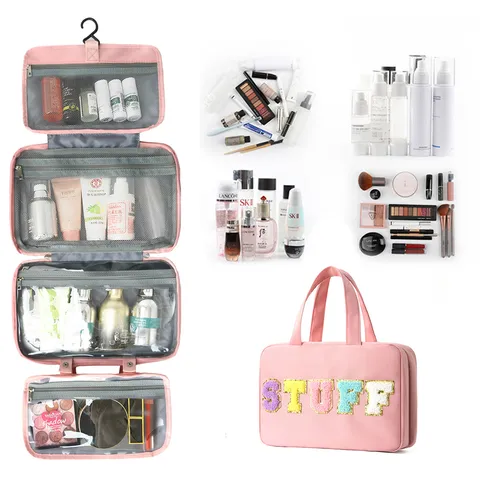 Borsa da Toeletta da Viaggio Grande Capacità Borsa Cosmetica Sospesa Organizer per Trucco Impermeabile Con Separazione Umido Secco Per Donne