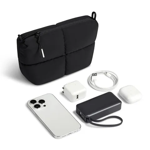 Women Fashion Quilted Cosmetic Bag Large Capacity Waterproof Puffer Clutch Bag Travel Makeup Organizer Storage Pouch