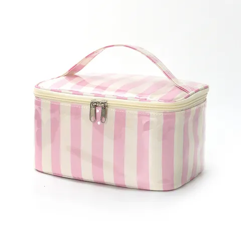 Reisekosmetiktasche Wasserdicht Tragbarer Makeup Organizer Multifunktionale Waschtasche Streifen Punkte Kulturbeutel Für Damen