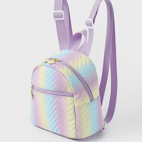 Mini PU Gesteppter Rucksack Regenbogen Farbverlauf Schultasche Süße Cartoon Lässige Tagesrucksack Für Kinder Mädchen Mode Reisetasche