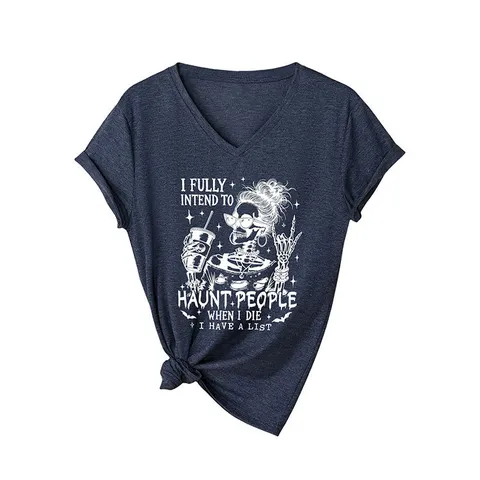 Dames Casual Katoen V-Hals Korte Mouw T-Shirt Losse Pasvorm Bedrukte Grafische T-Shirt Top Dagelijkse Basis Kleding