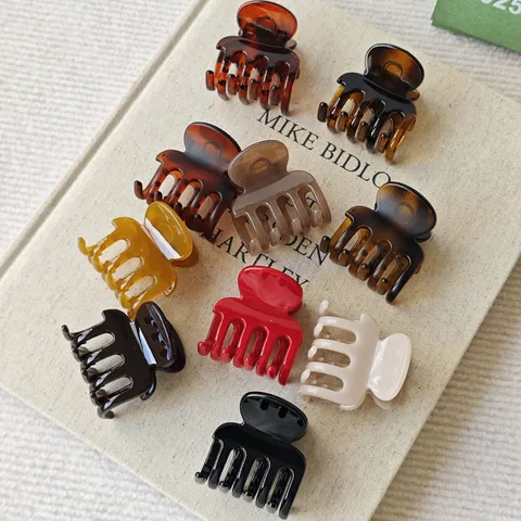 Pequeña Pinza de Pelo de Plástico Resorte Redondo Mate Brillante Accesorios para el Cabello para Mujeres Estilismo Diario