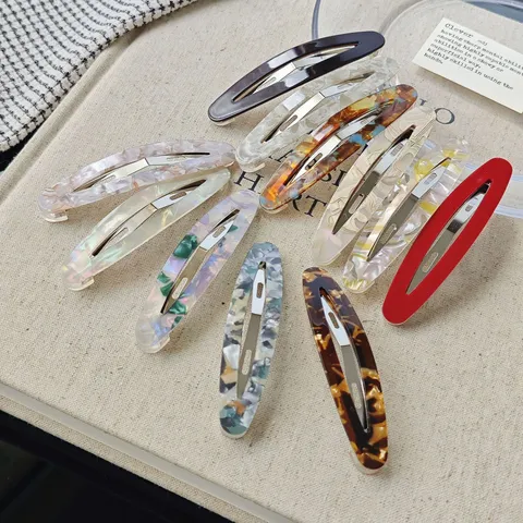 Korean Ins French Vintage Acetate Hair Clip Elegant Oval Bangs Barrette Hair Styling Accessories For Women