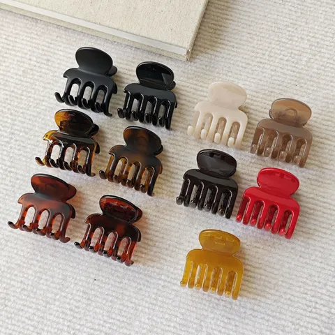 Pequeña Pinza de Pelo de Plástico Resorte Redondo Mate Brillante Accesorios para el Cabello para Mujeres Estilismo Diario
