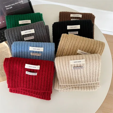 Kinder Winter Warm Strick Schal Süß Einfarbig Weich Polyester Kinder Schal Mit Webetikett Tägliche Outdoor Nackenwärmer