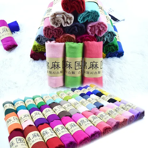 Damen Frühling Sommer Einifarbig Baumwolle Leinen Schal Lässig Atmungsaktiv Leicht Strand Tuch Mode Vielseitig Wrap