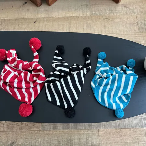 Childrens Knit Scarf Fall Winter Warm Striped Bib Cute Pom Pom Triangle Shawl Kids Fashion Winter Accessories