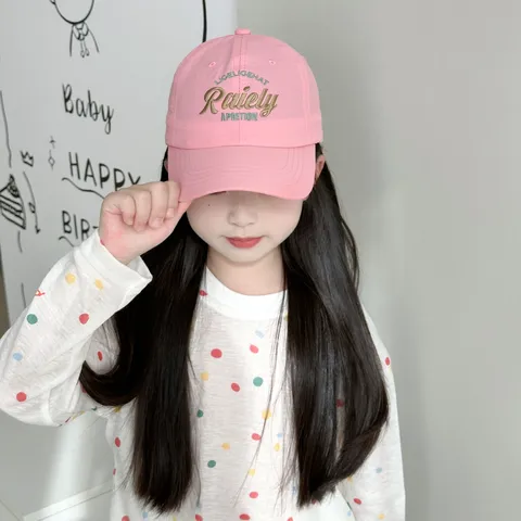 Gorra de Béisbol de Secado Rápido para Niños Verano Transpirable Copa Redonda Protección Solar Bordado de Letras Sombrero Ajustable
