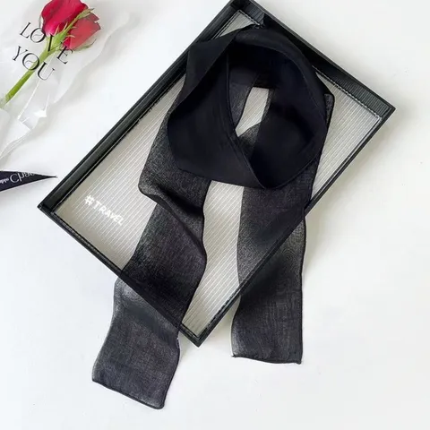 Damen Einfarbiger Lang Chiffon Schal Elegantes Süßes Band Haarband Taschenschal Tägliches Zubehör