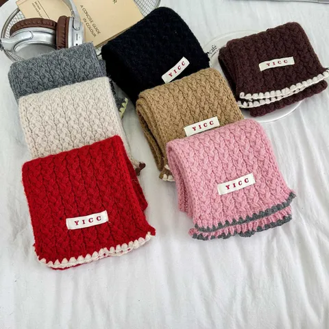 Kinder Einfarbig Zopfmuster Schal Winter Warm Unisex Baby Weich Lässiger Polyester Halsschal Kaltwetter Schal