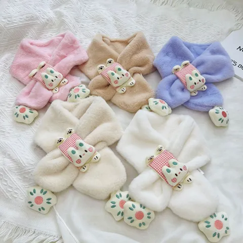Kinder Winter Plüsch Schal Süße Cartoon Tier Kreuz Halswärmer Weicher Fleece Thermischer Schal Für Jungen Mädchen