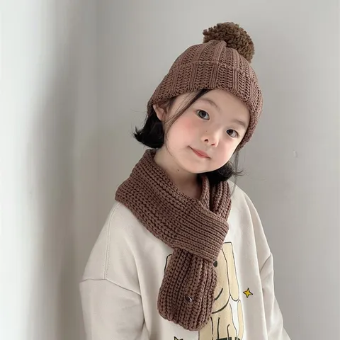 Kinder Winter Warm Strick Pom Pom Mütze Und Schaf Set Melillard Stil Kinder Weich Süß Winddicht Zubehör
