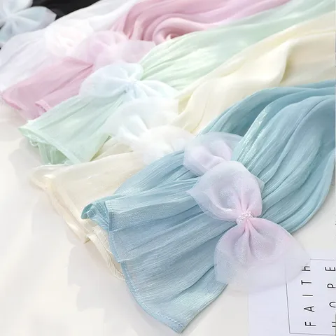 Manchettes de Protection Solaire en Soie Glacée pour Femmes Été Respirant Anti-UV Avec Nœud Perle Extérieur Conduite Cyclisme