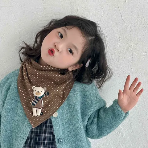 Kinder Winter Warm Schal Süße Puppe Polka Dot Baumwolle Dreieck Schal Unisex Baby Halstuch Kinder Mode Zubehör