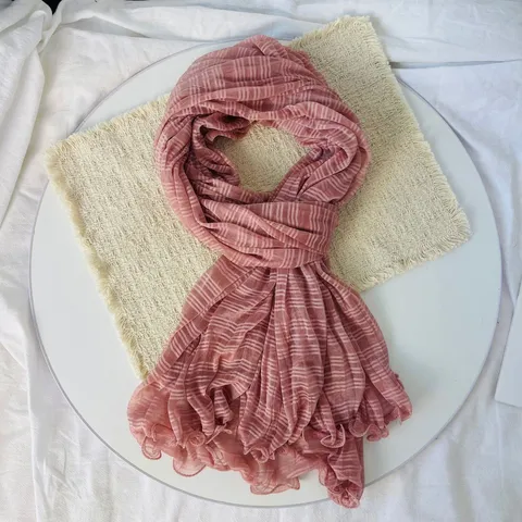 Damen Mode Plissiert Langer Schal Casual Atmungsaktiv Leichter Halstuch Elegant Weicher Schal Tuch