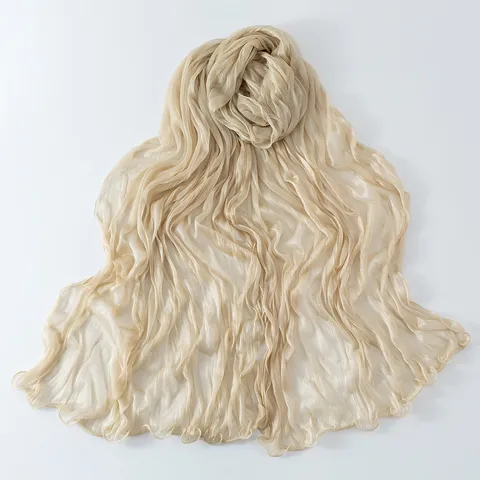 Damen Langer Schal Einzelfarbig Plissiert Leicht Atmungsaktiv Sonnenschutz Schal Mode Französischer Stil Accessoires