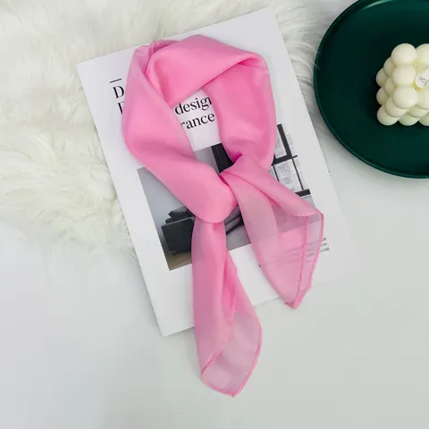 Damen Bonbonfarbener Dünner Quadratischer Schal Minimalistischer Eleganter Halstuch Kunstaufführung Haargand Mode Accessoires